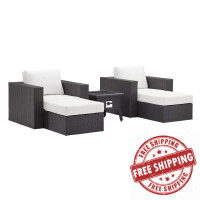 Modway EEI-3726-EXP-WHI-SET Convene 5 Piece Set Outdoor Patio with Fire Pit