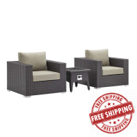 Modway EEI-3727-EXP-BEI-SET Convene 3 Piece Set Outdoor Patio with Fire Pit