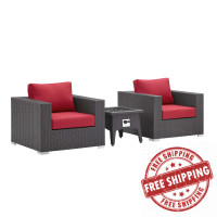 Modway EEI-3727-EXP-RED-SET Convene 3 Piece Set Outdoor Patio with Fire Pit