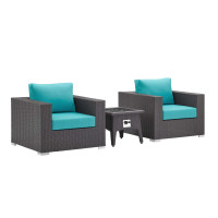 Modway EEI-3727-EXP-TRQ-SET Convene 3 Piece Set Outdoor Patio with Fire Pit