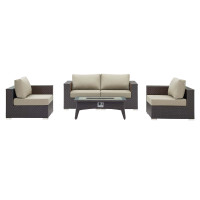 Modway EEI-3728-EXP-BEI-SET Convene 5 Piece Set Outdoor Patio with Fire Pit