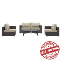 Modway EEI-3728-EXP-BEI-SET Convene 5 Piece Set Outdoor Patio with Fire Pit