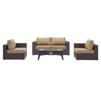 Modway EEI-3728-EXP-MOC-SET Convene 5 Piece Set Outdoor Patio with Fire Pit