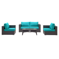 Modway EEI-3728-EXP-TRQ-SET Convene 5 Piece Set Outdoor Patio with Fire Pit