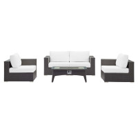 Modway EEI-3728-EXP-WHI-SET Convene 5 Piece Set Outdoor Patio with Fire Pit