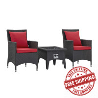Modway EEI-3729-EXP-RED-SET Convene 3 Piece Set Outdoor Patio with Fire Pit