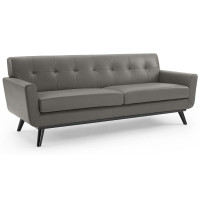 Modway EEI-3733-GRY Engage Top-Grain Leather Living Room Lounge Sofa