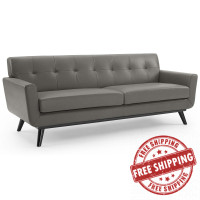 Modway EEI-3733-GRY Engage Top-Grain Leather Living Room Lounge Sofa