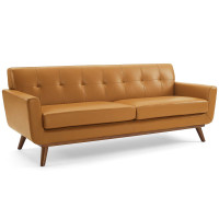 Modway EEI-3733-TAN Engage Top-Grain Leather Living Room Lounge Sofa