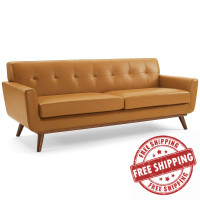 Modway EEI-3733-TAN Engage Top-Grain Leather Living Room Lounge Sofa