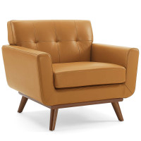 Modway EEI-3734-TAN Engage Top-Grain Leather Living Room Lounge Accent Armchair