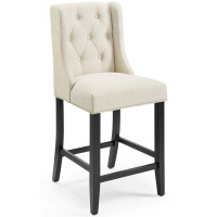 Modway EEI-3739-BEI Beige Baronet Tufted Button Upholstered Fabric Counter Stool