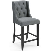 Modway EEI-3739-GRY Gray Baronet Tufted Button Upholstered Fabric Counter Stool