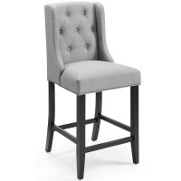 Modway EEI-3739-LGR Light Gray Baronet Tufted Button Upholstered Fabric Counter Stool