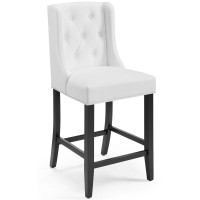Modway EEI-3740-WHI White Baronet Tufted Button Faux Leather Counter Stool