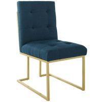 Modway EEI-3743-GLD-AZU Privy Gold Stainless Steel Upholstered Fabric Dining Accent Chair