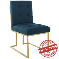 Modway EEI-3743-GLD-AZU Privy Gold Stainless Steel Upholstered Fabric Dining Accent Chair