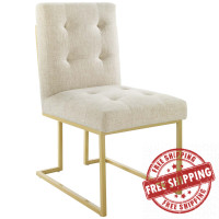 Modway EEI-3743-GLD-BEI Privy Gold Stainless Steel Upholstered Fabric Dining Accent Chair