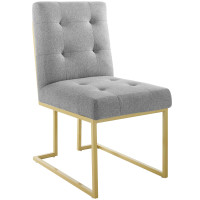 Modway EEI-3743-GLD-LGR Privy Gold Stainless Steel Upholstered Fabric Dining Accent Chair