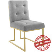 Modway EEI-3743-GLD-LGR Privy Gold Stainless Steel Upholstered Fabric Dining Accent Chair