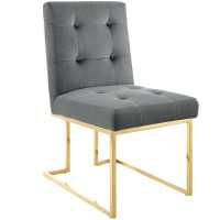 Modway EEI-3744-GLD-CHA Privy Gold Stainless Steel Performance Velvet Dining Chair