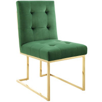 Modway EEI-3744-GLD-EME Privy Gold Stainless Steel Performance Velvet Dining Chair