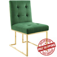 Modway EEI-3744-GLD-EME Privy Gold Stainless Steel Performance Velvet Dining Chair