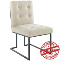 Modway EEI-3745-BLK-BEI Privy Black Stainless Steel Upholstered Fabric Dining Chair