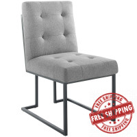 Modway EEI-3745-BLK-LGR Privy Black Stainless Steel Upholstered Fabric Dining Chair