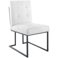 Modway EEI-3745-BLK-WHI Privy Black Stainless Steel Upholstered Fabric Dining Chair