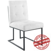 Modway EEI-3745-BLK-WHI Privy Black Stainless Steel Upholstered Fabric Dining Chair