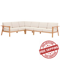 Modway EEI-3756-NAT-TAU-SET Sedona 4 Piece Outdoor Patio Eucalyptus Wood Sectional Sofa