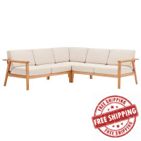 Modway EEI-3757-NAT-TAU-SET Sedona 3 Piece Outdoor Patio Eucalyptus Wood Sectional Sofa