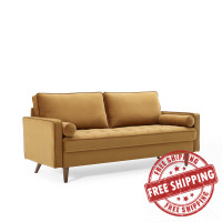 Modway EEI-3764-COG Cognac Valour Performance Velvet Sofa