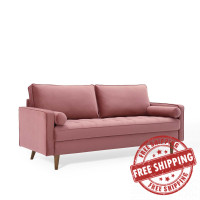 Modway EEI-3764-DUS Dusty Rose Valour Performance Velvet Sofa