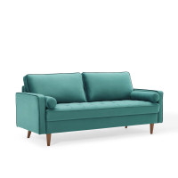 Modway EEI-3764-TEA Teal Valour Performance Velvet Sofa