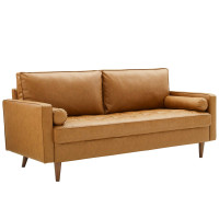 Modway EEI-3765-TAN Valour Upholstered Faux Leather Sofa