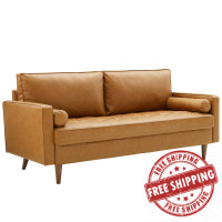 Modway EEI-3765-TAN Valour Upholstered Faux Leather Sofa