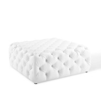 Modway EEI-3773-WHI Anthem Tufted Button Large Square Faux Leather Ottoman