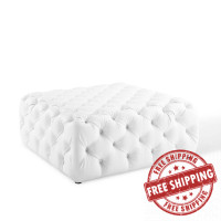 Modway EEI-3773-WHI Anthem Tufted Button Large Square Faux Leather Ottoman