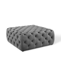Modway EEI-3774-GRY Anthem Tufted Button Large Square Performance Velvet Ottoman