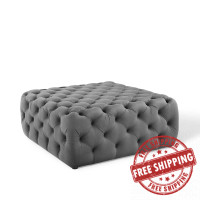 Modway EEI-3774-GRY Anthem Tufted Button Large Square Performance Velvet Ottoman