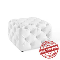 Modway EEI-3775-WHI Anthem Tufted Button Square Faux Leather Ottoman