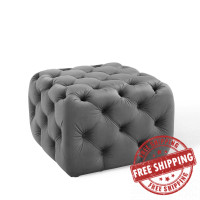 Modway EEI-3776-GRY Anthem Tufted Button Square Performance Velvet Ottoman