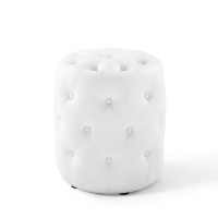 Modway EEI-3777-WHI Anthem Tufted Button Round Faux Leather Ottoman