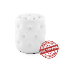 Modway EEI-3777-WHI Anthem Tufted Button Round Faux Leather Ottoman