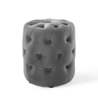 Modway EEI-3778-GRY Anthem Tufted Button Round Performance Velvet Ottoman