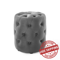 Modway EEI-3778-GRY Anthem Tufted Button Round Performance Velvet Ottoman