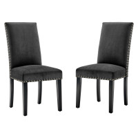 Modway EEI-3779-CHA Charcoal Parcel Performance Velvet Dining Side Chairs - Set of 2