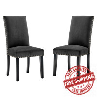 Modway EEI-3779-CHA Charcoal Parcel Performance Velvet Dining Side Chairs - Set of 2